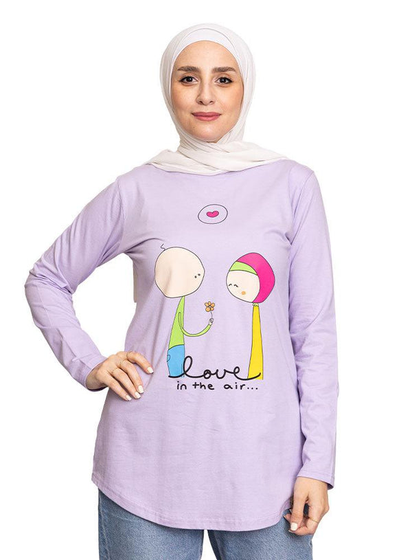 Lilac Printed Long - Sleeve Design 35 - Khotwh